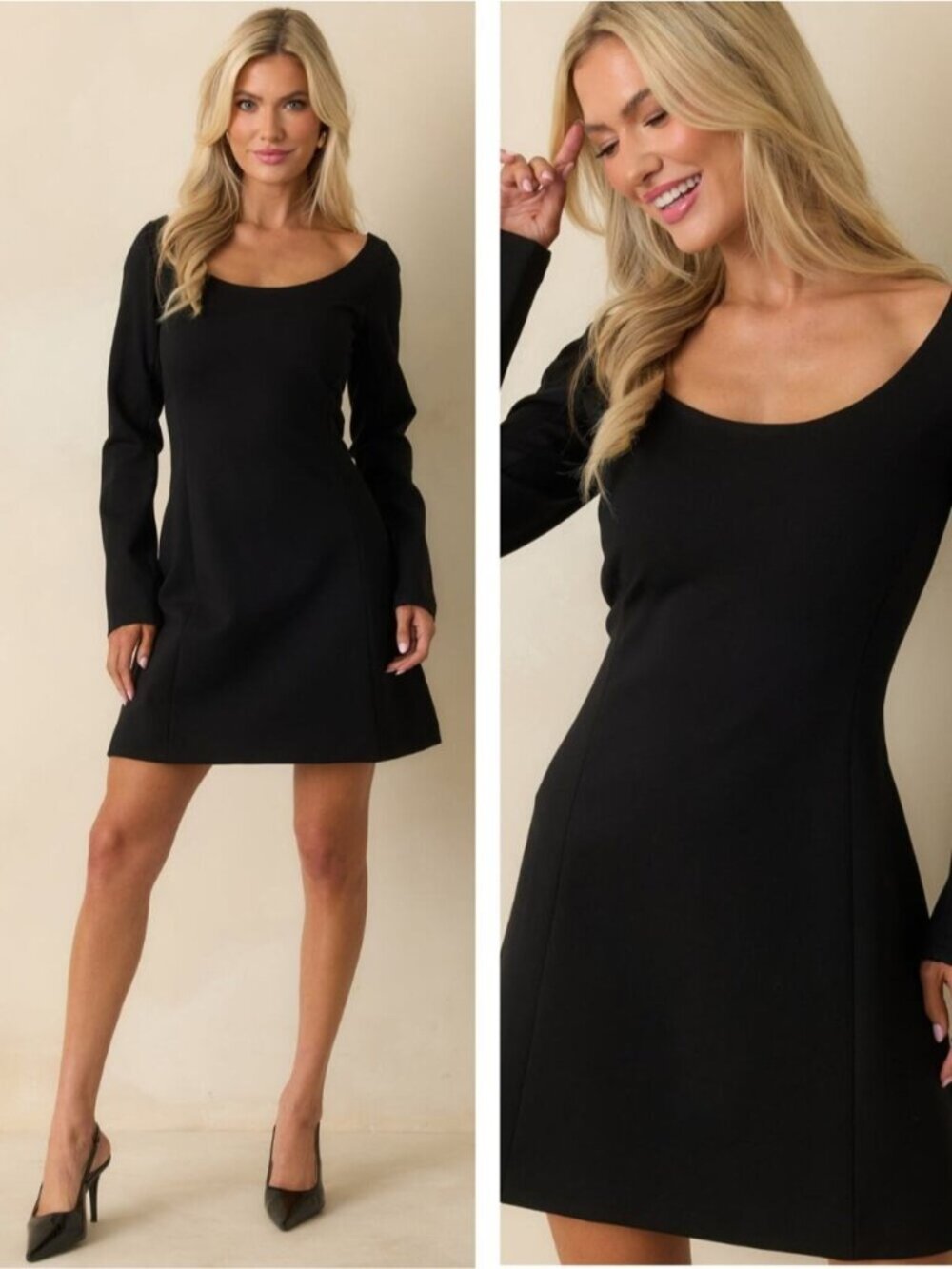NWT SPANX Ponte Black Long Sleeve Mini Dress Size XS